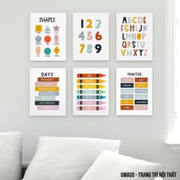Bộ tranh Montessori cho bé trang trí treo tường canvas KIDMON 7