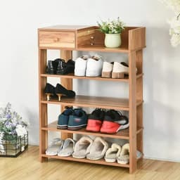 Tủ Đựng Giày Gỗ 7 Ngăn, 8 Ngăn (có Cửa) và Kệ Giày Dép Gỗ 5 Tầng Có ngăn mở 8