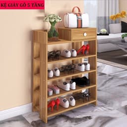 Kệ Giày Dép Gỗ 5 Tầng Có Ngăn Kéo và Kệ Gỗ Tiện Dụng 5 Tầng cao 1M2 1