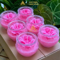 Hộp 12 Ly Nến Bơ Diệu Liên Hoa, Nhiều Màu, An Toàn, Không Khói, Nến Bơ Thực Vật Cúng Dường,Thần Tài, Dâng Lễ Cháy 24h 5