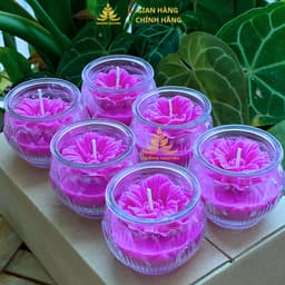 Hộp 12 Ly Nến Bơ Diệu Liên Hoa, Nhiều Màu, An Toàn, Không Khói, Nến Bơ Thực Vật Cúng Dường,Thần Tài, Dâng Lễ Cháy 24h 4