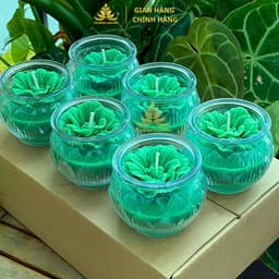 Hộp 12 Ly Nến Bơ Diệu Liên Hoa, Nhiều Màu, An Toàn, Không Khói, Nến Bơ Thực Vật Cúng Dường,Thần Tài, Dâng Lễ Cháy 24h 6