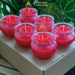 Hộp 12 Ly Nến Bơ Diệu Liên Hoa, Nhiều Màu, An Toàn, Không Khói, Nến Bơ Thực Vật Cúng Dường,Thần Tài, Dâng Lễ Cháy 24h 2