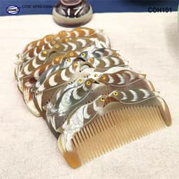 Lược Sừng Chim Đôi chạm khắc tỉ mỉ (Size:S-12cm) Tỉa Khắc Một Mặt - Xưởng Minh Đức 5