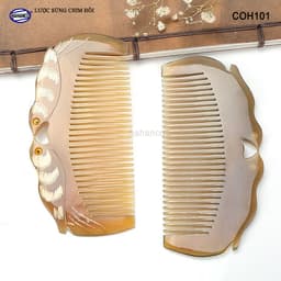 Lược Sừng Chim Đôi chạm khắc tỉ mỉ (Size:S-12cm) Tỉa Khắc Một Mặt - Xưởng Minh Đức 9