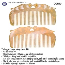 Lược Sừng Chim Đôi chạm khắc tỉ mỉ (Size:S-12cm) Tỉa Khắc Một Mặt - Xưởng Minh Đức 2
