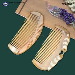 Lược Sừng Chim Đôi chạm khắc tỉ mỉ (Size:S-12cm) Tỉa Khắc Một Mặt - Xưởng Minh Đức 7