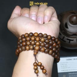 Vòng tay gỗ Bách xanh Mộc Châu 108 hạt chìm nước - Chuỗi tràng gỗ thơm cho Nam và Nữ | Thiên Mộc Bảo 5