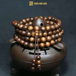 Vòng tay gỗ Bách xanh Mộc Châu 108 hạt chìm nước - Chuỗi tràng gỗ thơm cho Nam và Nữ | Thiên Mộc Bảo 8
