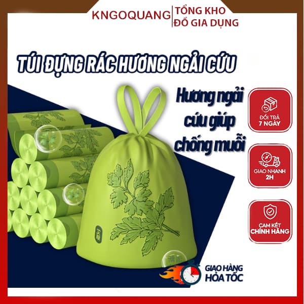 Túi đựng rác hương ngải cứu xua đuổi ruồi muỗi côn trùng, siêu dai, có dây rút tiện dụng cho mọi nhà
