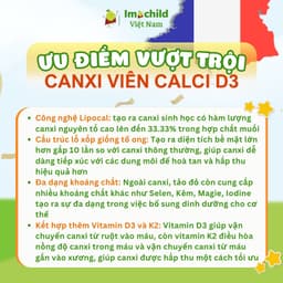 imochild Calci D3, Canxi sinh học dạng viên cho trẻ từ 6 tuổi ,Canxi cho bà bầu Hộp 60 viên 4