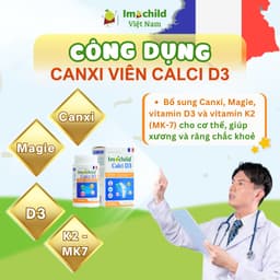 imochild Calci D3, Canxi sinh học dạng viên cho trẻ từ 6 tuổi ,Canxi cho bà bầu Hộp 60 viên 6