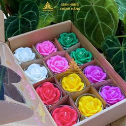 Hộp 12 Ly Nến Hoa Hồng, Nến Bơ Organic Dâng Phật Cúng Mụ Cúng Dường An Toàn Không Khói Cháy 8h 1