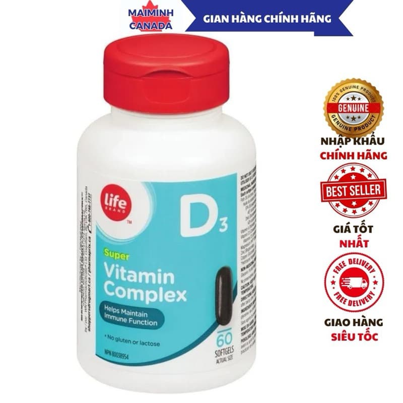 (Bill Canada) Viên uống D3 complex Life brand Canada 60 viên D3 Life