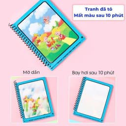Tranh tô màu nước ma thuật kèm bút nước, cuốn sổ tập tô màu tự xóa tái sử dụng nhiều lần 6