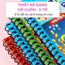 Tranh tô màu nước ma thuật kèm bút nước, cuốn sổ tập tô màu tự xóa tái sử dụng nhiều lần 5