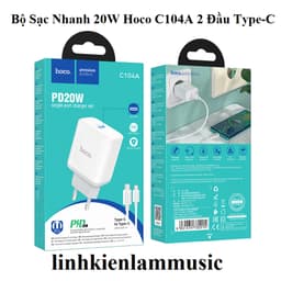 Bộ Sạc/ Cóc/ Củ Nhanh 20W Hoco C104A Type-C/ Li@ght@ning và Cáp sạc 20W Hoco X56 dây dù 1