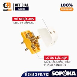 [1 Đổi 1] Đầu Nối Chia Điện 3 Cửa Sopoka P11, Ổ Cắm Chia 3 Chạc Chịu Tải 2200W - Chính Hãng 2