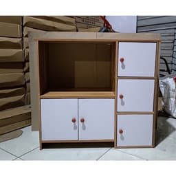 Kệ Gỗ 2 Tầng 3 Ngăn 5 Cánh và Kệ Lò Vi Sóng 2 Tầng 3 Ngăn Có Tủ (1 cửa) 2