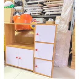 Kệ Gỗ 2 Tầng 3 Ngăn 5 Cánh và Kệ Lò Vi Sóng 2 Tầng 3 Ngăn Có Tủ (1 cửa) 3