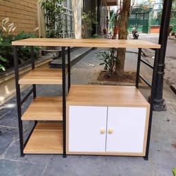 Kệ Gỗ 2 Tầng 3 Ngăn 5 Cánh và Kệ Lò Vi Sóng 2 Tầng 3 Ngăn Có Tủ (1 cửa) 8