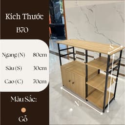 Kệ Gỗ 2 Tầng 3 Ngăn 5 Cánh và Kệ Lò Vi Sóng 2 Tầng 3 Ngăn Có Tủ (1 cửa) 7