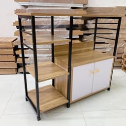 Kệ Gỗ 2 Tầng 3 Ngăn 5 Cánh và Kệ Lò Vi Sóng 2 Tầng 3 Ngăn Có Tủ (1 cửa) 9