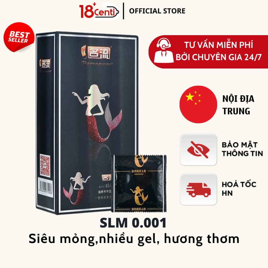 Bao cao su nội địa trung nàng tiên cá. Hộp 128 cái - 18CENTI