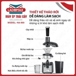 Máy Ép Trái Cây Công Suất Lớn-Máy Ép Trái Cây Công Nghiệp LADOMAX HA-969 BH 24 Tháng 3