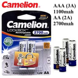 Pin sạc camelion AAA (3A) 1100mah/ AA (2A) 2700mah và Pin Sony Sạc Được (vỉ 2 viên) 1