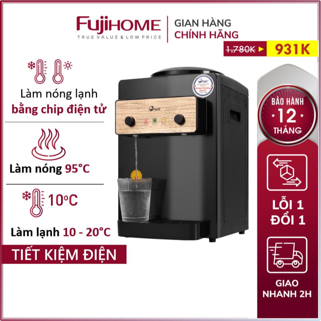 Cây nước nóng lạnh để bàn Nhập Khẩu FUJI WD01E, máy nước nóng lạnh uống trực tiếp dispenser water