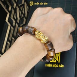 Vòng tay gỗ Bách xanh chìm nước kiểu Lu Thống mix Tỳ hưu đồng đúc - Vòng gỗ thơm cho Nam và Nữ | TMB 4