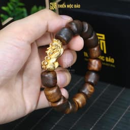 Vòng tay gỗ Bách xanh chìm nước kiểu Lu Thống mix Tỳ hưu đồng đúc - Vòng gỗ thơm cho Nam và Nữ | TMB 6