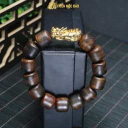 Vòng tay gỗ Bách xanh chìm nước kiểu Lu Thống mix Tỳ hưu đồng đúc - Vòng gỗ thơm cho Nam và Nữ | TMB 1