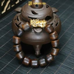 Vòng tay gỗ Bách xanh chìm nước kiểu Lu Thống mix Tỳ hưu đồng đúc - Vòng gỗ thơm cho Nam và Nữ | TMB 8