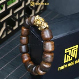 Vòng tay gỗ Bách xanh chìm nước kiểu Lu Thống mix Tỳ hưu đồng đúc - Vòng gỗ thơm cho Nam và Nữ | TMB 5