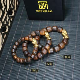 Vòng tay gỗ Bách xanh chìm nước kiểu Lu Thống mix Tỳ hưu đồng đúc - Vòng gỗ thơm cho Nam và Nữ | TMB 2