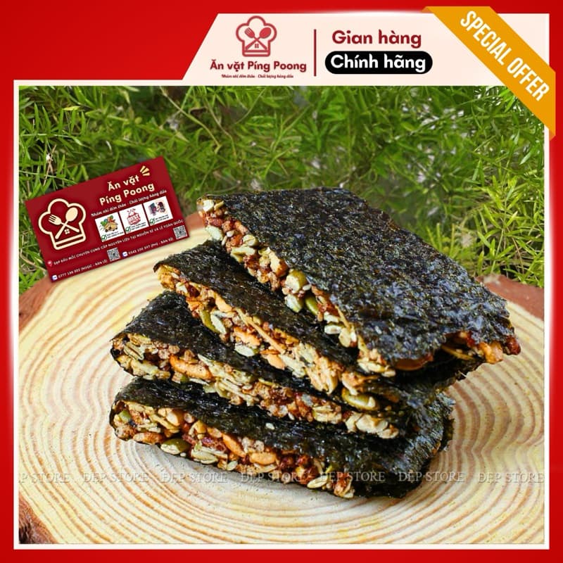 Rong Biển Kẹp Hạt Dinh Dưỡng 250g/Túi - Bánh Ngũ Cốc Giòn Tan, Đậm Đà, Mặn Ngọt Tự Nhiên