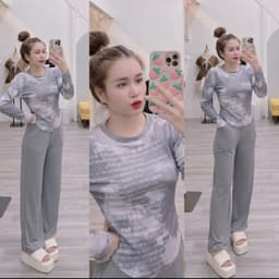 Đồ Bộ Nữ Bigsize LIMO Áo Tay Dài Quần Dài Thun Gân Tăm Lạnh Thu Đông Set Đồ Nữ Mặc Nhà Đi Chơi TL68 9