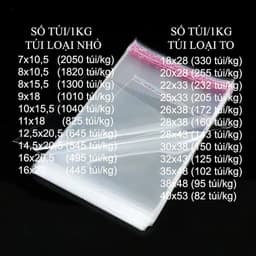 1KG Túi bóng dán miệng đựng hàng, túi gói hàng trong suốt có dán, túi bóng kính đựng quần áo, túi OPP, túi đựng bánh 2