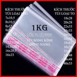 1KG Túi bóng dán miệng đựng hàng, túi gói hàng trong suốt có dán, túi bóng kính đựng quần áo, túi OPP, túi đựng bánh 1