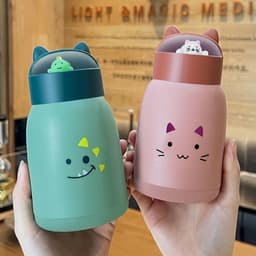 Bình đựng Nước  360ml Nắp Thú. Bình nước  360ml nắp thú dễ thương lõi thủy tinh 4
