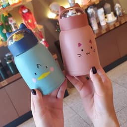 Bình đựng Nước  360ml Nắp Thú. Bình nước  360ml nắp thú dễ thương lõi thủy tinh 8