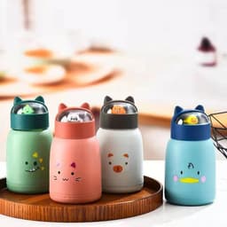 Bình đựng Nước  360ml Nắp Thú. Bình nước  360ml nắp thú dễ thương lõi thủy tinh 1