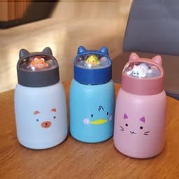 Bình đựng Nước  360ml Nắp Thú. Bình nước  360ml nắp thú dễ thương lõi thủy tinh 5