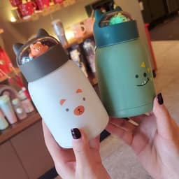 Bình đựng Nước  360ml Nắp Thú. Bình nước  360ml nắp thú dễ thương lõi thủy tinh 9