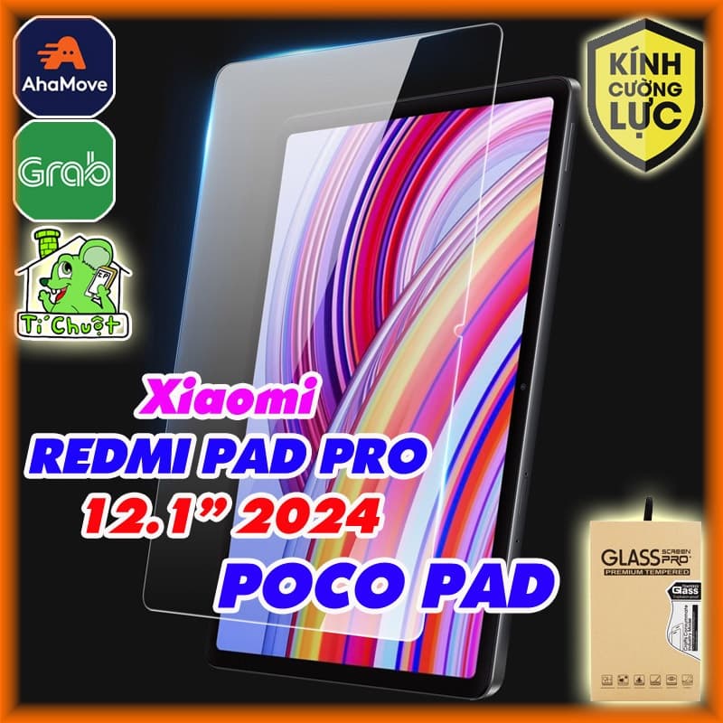 [Ảnh Thật] Kính CL MTB Xia0mi REDMI PAD PRO 12.1" / POCO PAD 2024 Cường Lực Mài Cạnh 2.5D-9H-0.26mm