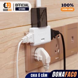 Ổ chia điện đa năng 3 cửa, Ổ cắm chuyển đổi thông minh chịu tải cao 2500W, Ổ Cắm Chuyển Đổi Chia 3 7