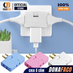 Ổ chia điện đa năng 3 cửa, Ổ cắm chuyển đổi thông minh chịu tải cao 2500W, Ổ Cắm Chuyển Đổi Chia 3 2