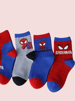 Bộ 10 Đôi Tất Trẻ Em Tuổi 1-10, Cổ Cao Chất Cotton Hình Siêu Nhân Nhện Dễ Đeo, Thoáng Khí, Co Dãn Tối Ưu 4